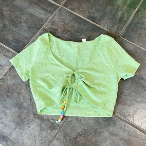 Pacsun Green Summer Crop Top with beads